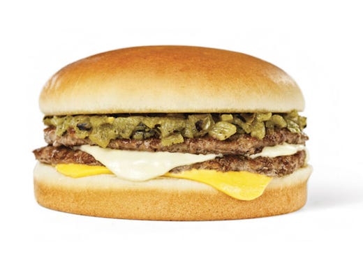 <strong>23. Whataburger: Green Chile Double</strong><br />
<strong>&bull; Calories:</strong> 980<br />
<strong>&bull; Serving:</strong> 353 g<br />
<strong>&bull; Fat content (trans fat):</strong> 2.0 grams<br />
<strong>&bull; Sodium:</strong> 2,330 mg<br />
<strong>&bull; Sugar:</strong> 11.0 g