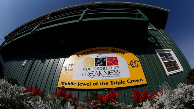 A general view outside the Preakness Barn at Pimlico Race Course, site of the 140th Preakness Stakes.