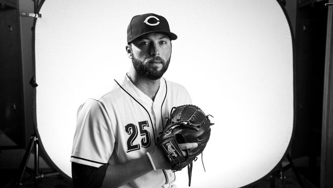 Cincinnati Reds relief pitcher Cody Reed (25) poses during picture day at the Cincinnati Reds training complex in Goodyear, Ariz., on Tuesday, Feb. 20, 2018.