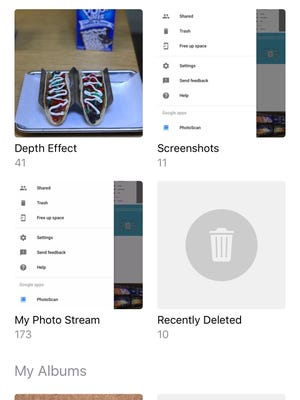 The "Recently Deleted" folder in the iOS Photos app.