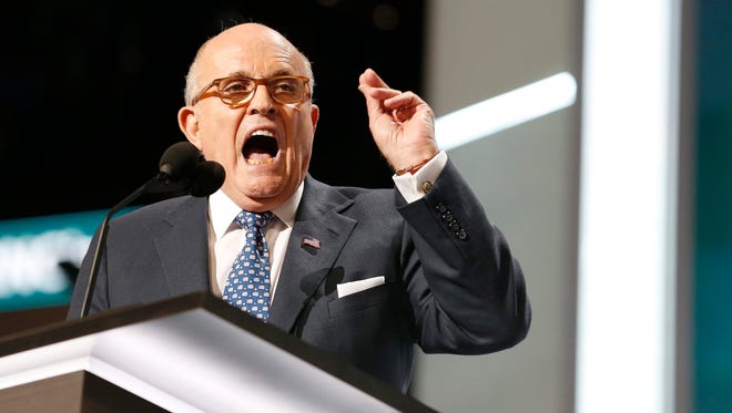 Former New York City Mayor Rudy Giuliani speaks during the second session on the first day of the 2016 Republican National Convention at Quicken Loans Arena in Cleveland, Ohio, July 18, 2016.