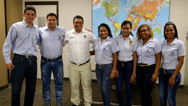 Six college students and a university official from the nation of Colombia visited Fox Valley Technical College recently. They are (from left) Jose Carlos Gonzalez, Helmer Villamil, Rene Garcia (university official), Julieth Pereira, Yerlis Pacheco, Yeimy Medrano and Eliana Olmos del Valle