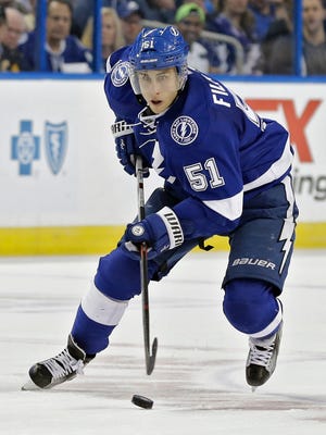 Tampa Bay Lightning center Valtteri Filppula (51), of Finland, during the second period of an NHL hockey game against the Pittsburgh Penguins Friday, Jan. 15, 2016, in Tampa, Fla.