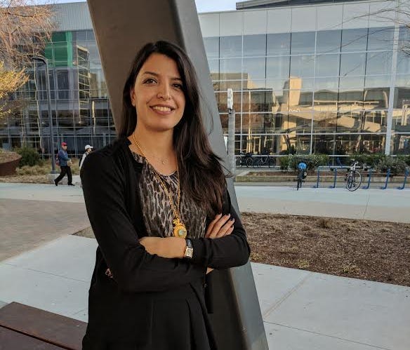 Soufi Esmaeilzadeh, a product manager on the Google Assistant, who was a speaker at the Google rally against President Trump's executive order on immigration on Jan. 30, 2017