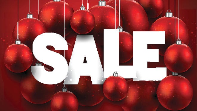 Red sale background with Christmas balls.