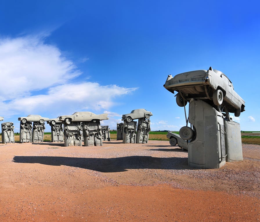 Nebraska: Carhenge in Alliance, Neb., is the best vacation spot to include during your summer travel in the Cornhusker State. Vintage cars painted gray to resemble stone replicate the famous English landmark. At 7 feet wide, the cars are the same wid
