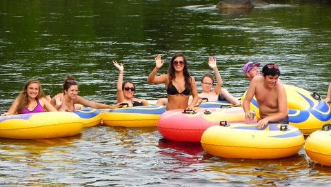 The Eagle River tubing trips offered by The Hawks Nest Canoe Outfitters flow more than two miles down the Wisconsin River.