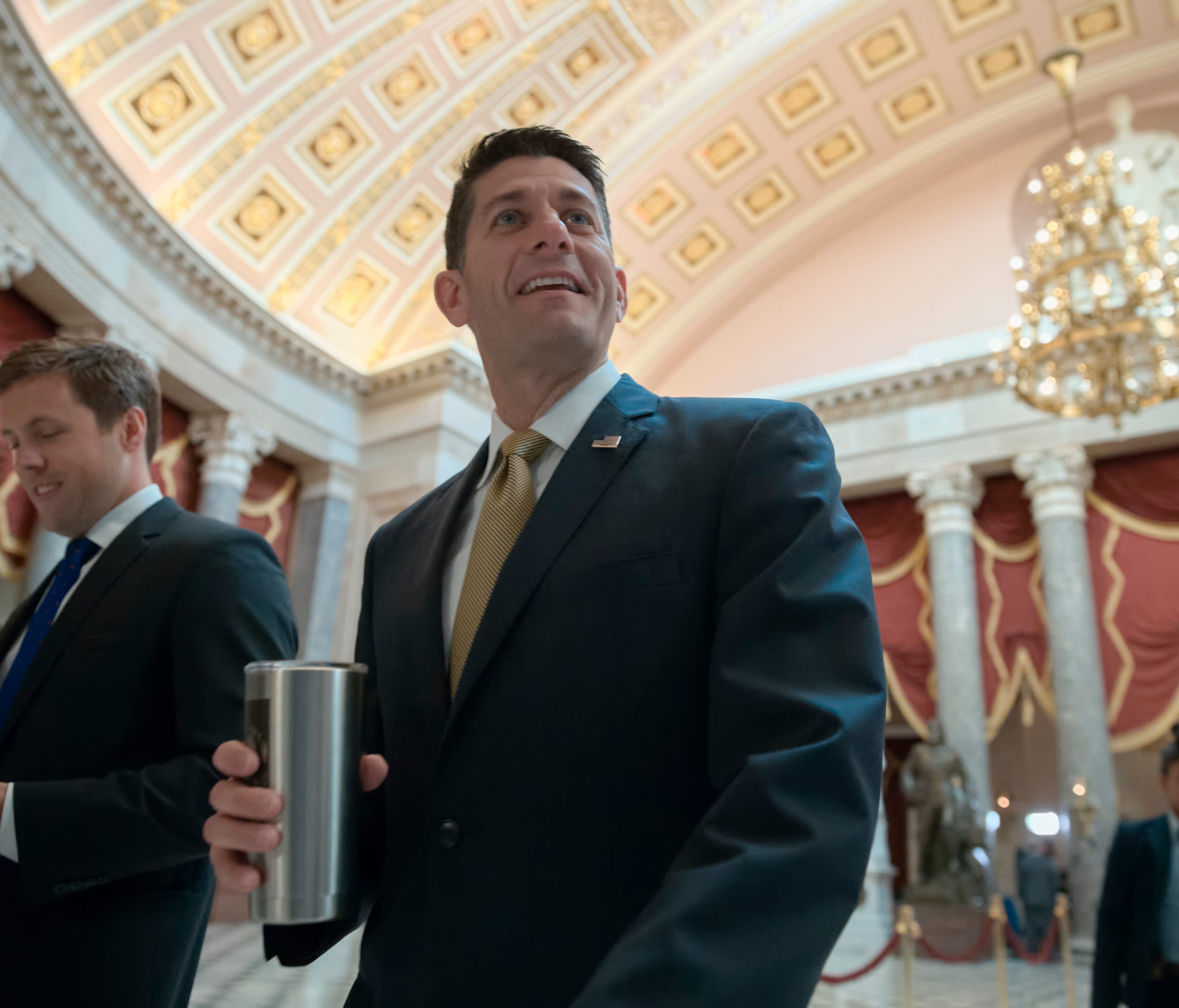 Speaker Paul Ryan, R-Wis., walks from the chamber before a vote at the Capitol on Sept. 14, 2017.