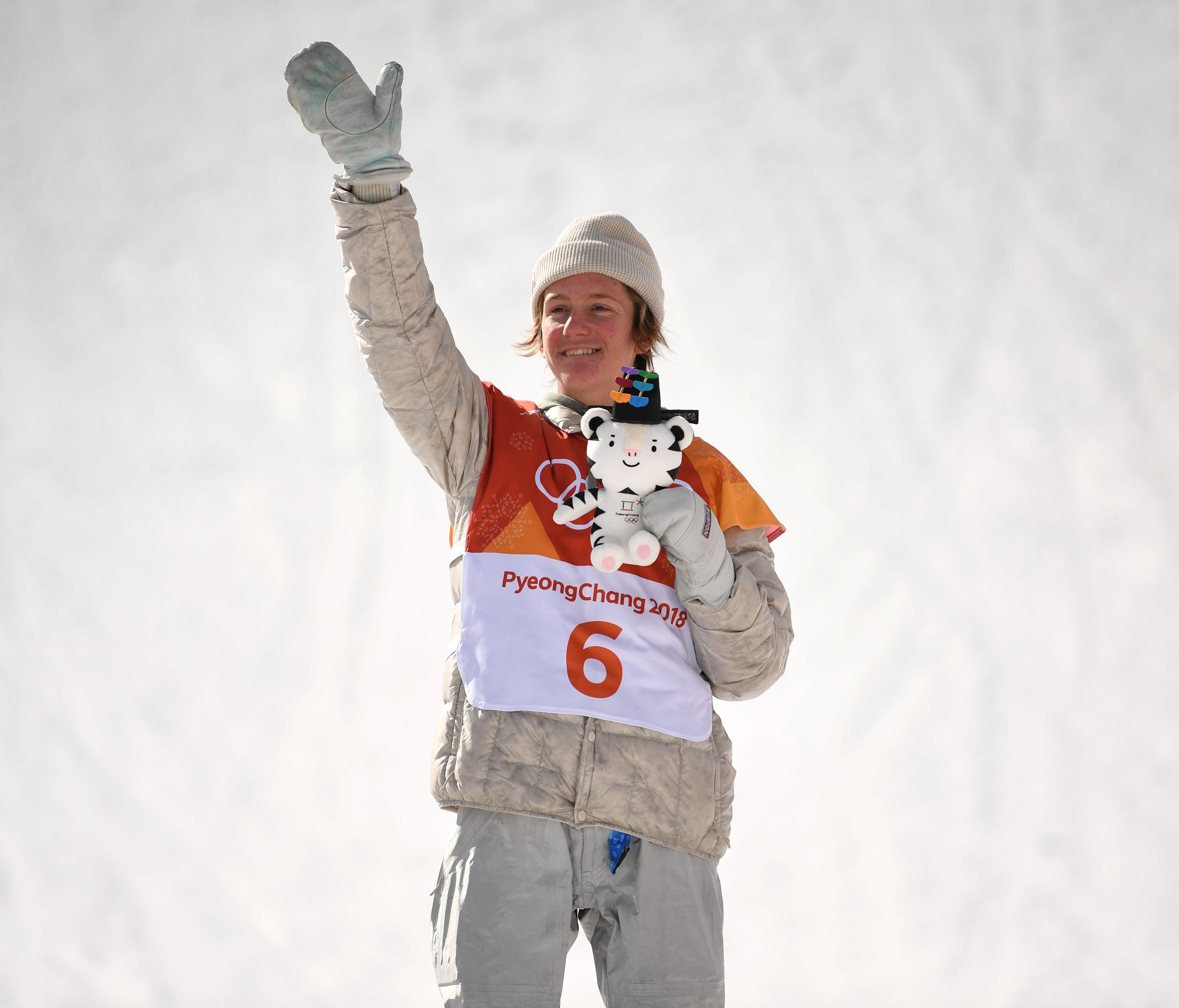 Red Gerard reacts after winning goldl in snowboard slopestyle during the Pyeongchang 2018 Olympic Winter Games at Phoenix Snow Park on Feb. 11.