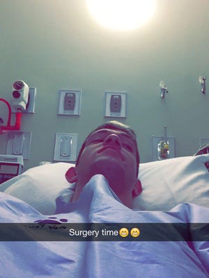 Kodi Justice snapped this selfie before surgery on his foot in January.