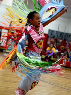 Triphina Ben competes in gourd dancing during a past Southern Miss Powwow. The annual event is set for Saturday on the USM campus.