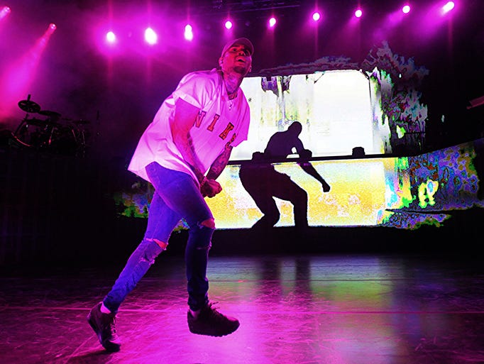 Chris Brown performs at DTE Energy Music Theatre on