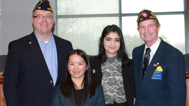 Bob Miller, Hunterdon County American Legion Commander, Lia Formica, Ria Patel, Gary Cooper, Middlesex County American Legion Commander.