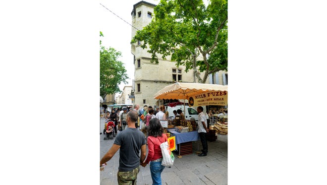 Market day in Uzes, France.