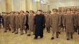 North Korean leader Kim Jong-Un accompanied by commanding