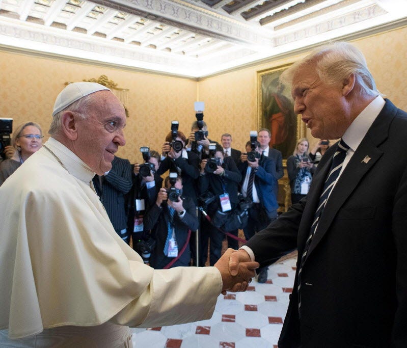 Pope Francis meets with President Trump in a private audience at the Vatican May 24, 2017.