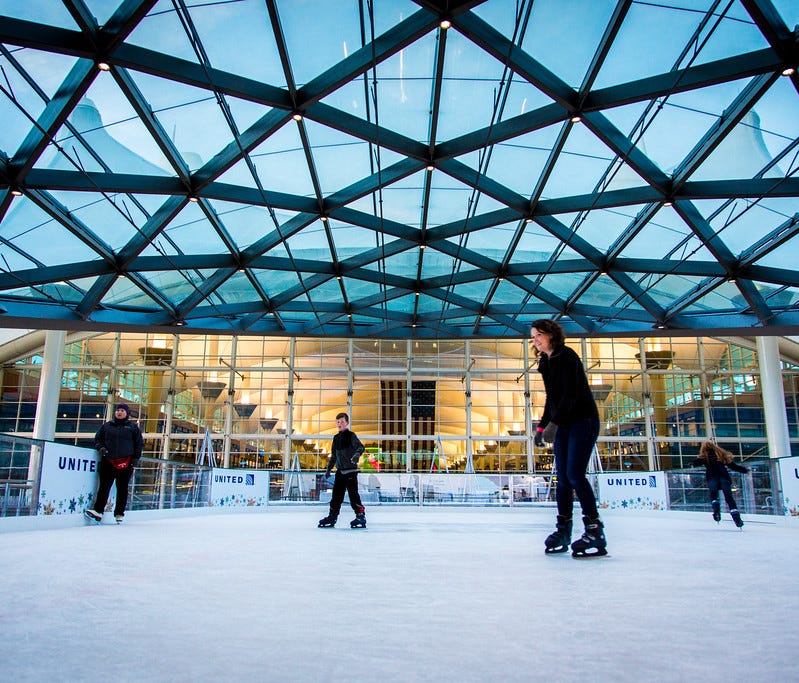 Denver International Airport brought back free summer movies and winter ice-skating on its outdoor plaza.