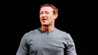 Mark Zuckerberg during Samsung's Mobile World Congress press conference.