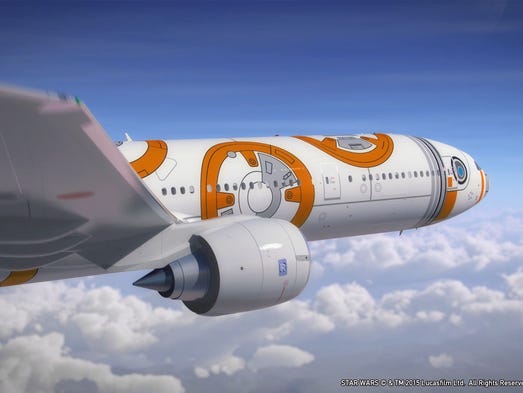 An rendering of ANA's 'Star Wars jet,' a Boeing 777