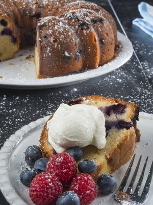Blueberry-Lemon Bundt Cake pairs well with berries and whipped cream.