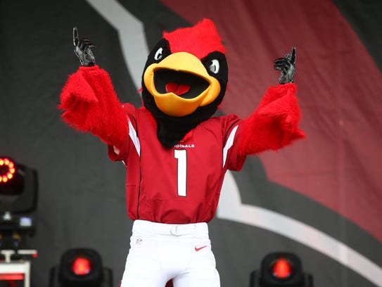 Arizona Cardinals mascot Big Red at the draft party