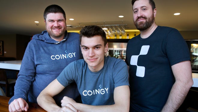Robert Borden (from left) is a founder of Coinigy, Derek Urben is Coinigy's chief financial oficer and William Kehl is also a founder. Coinigy is a one-stop trading platform for cryptocurrencies such as bitcoin.