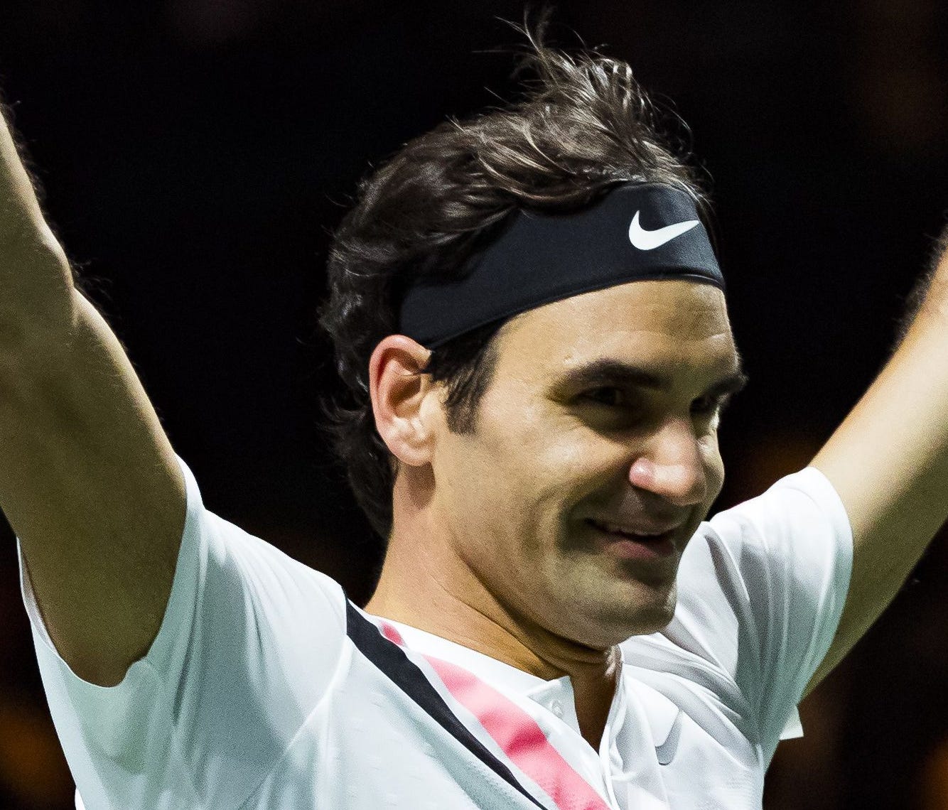 Roger Federer of Switzerland celebrates his victory against Grigor Dimitrov of Bulgaria during in the final of the ABN AMRO World Tennis Tournament in Rotterdam.