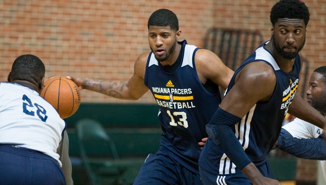 Paul George, shown here during his first practice on Feb. 26, spoke to the media again Thursday.