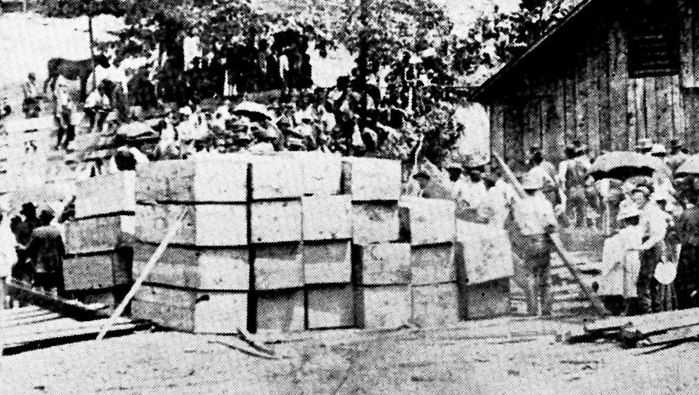 Coffins are collected for the 216 miners who were killed in the Fraterville Mine explosion in May 1902. It was Tennessee's worst mine disaster.