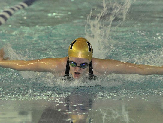 Reilly Fox of Northern Highlands swims in the 100 fly