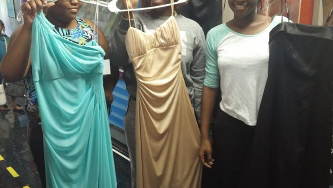 Students from local schools were invited to peruse the selection of dresses and accessories for prom night.