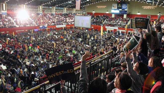 Thousands of private school students pack into the Westchester County Center in White Plains for a rally in 2013 to support legislation that would give income-tax credit to those who donate to religious and private schools.