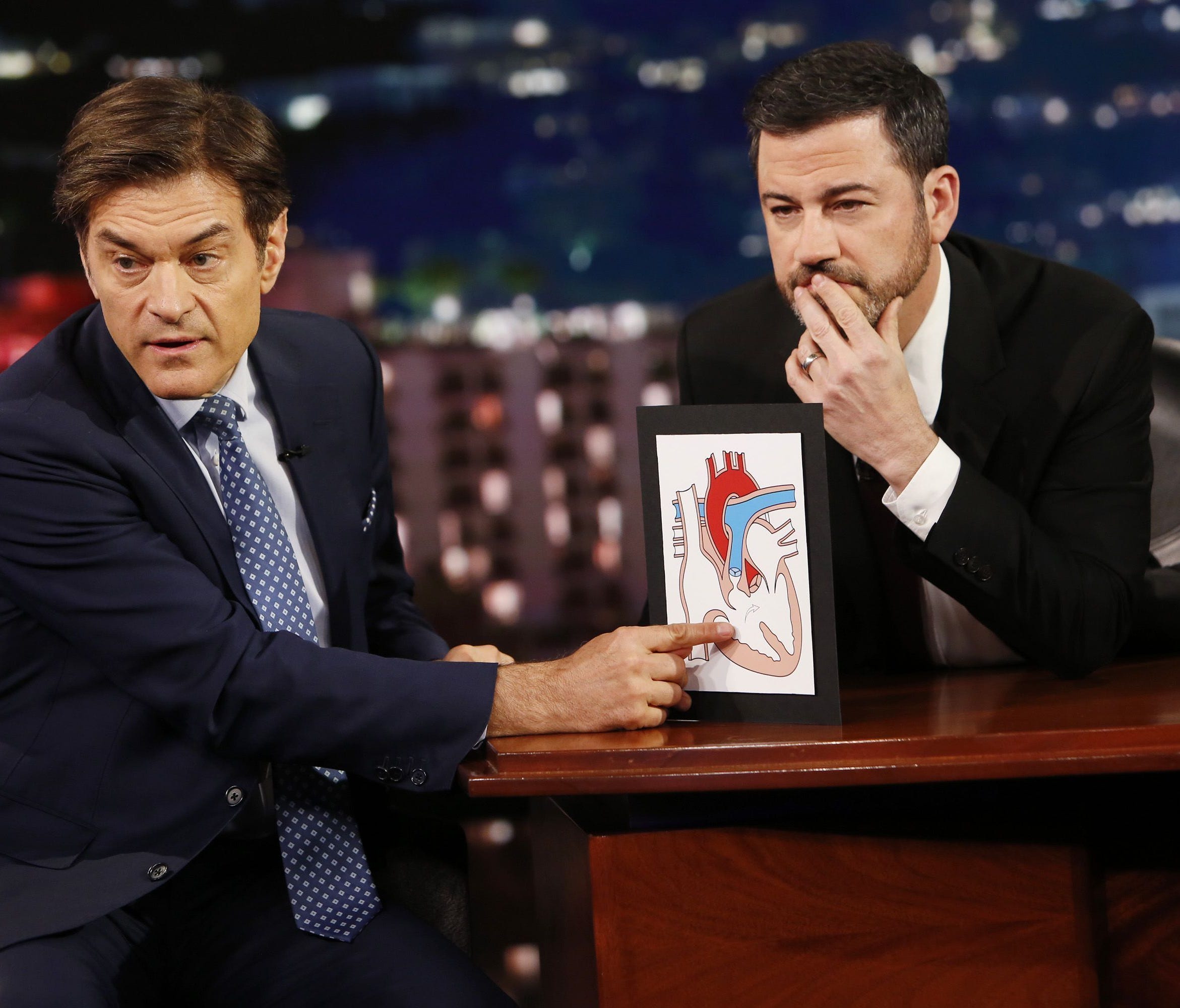 Mehmet Oz, aka TV's 'Dr. Oz,' who specialized in cardiothoracic surgery, gives Jimmy Kimmel's audience a primer on how the heart works.