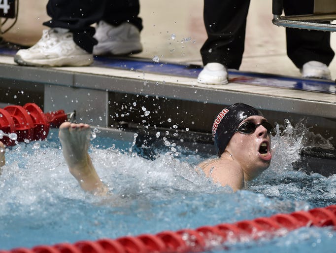 Gettysburg's Jared Herr looks at the scoreboard after