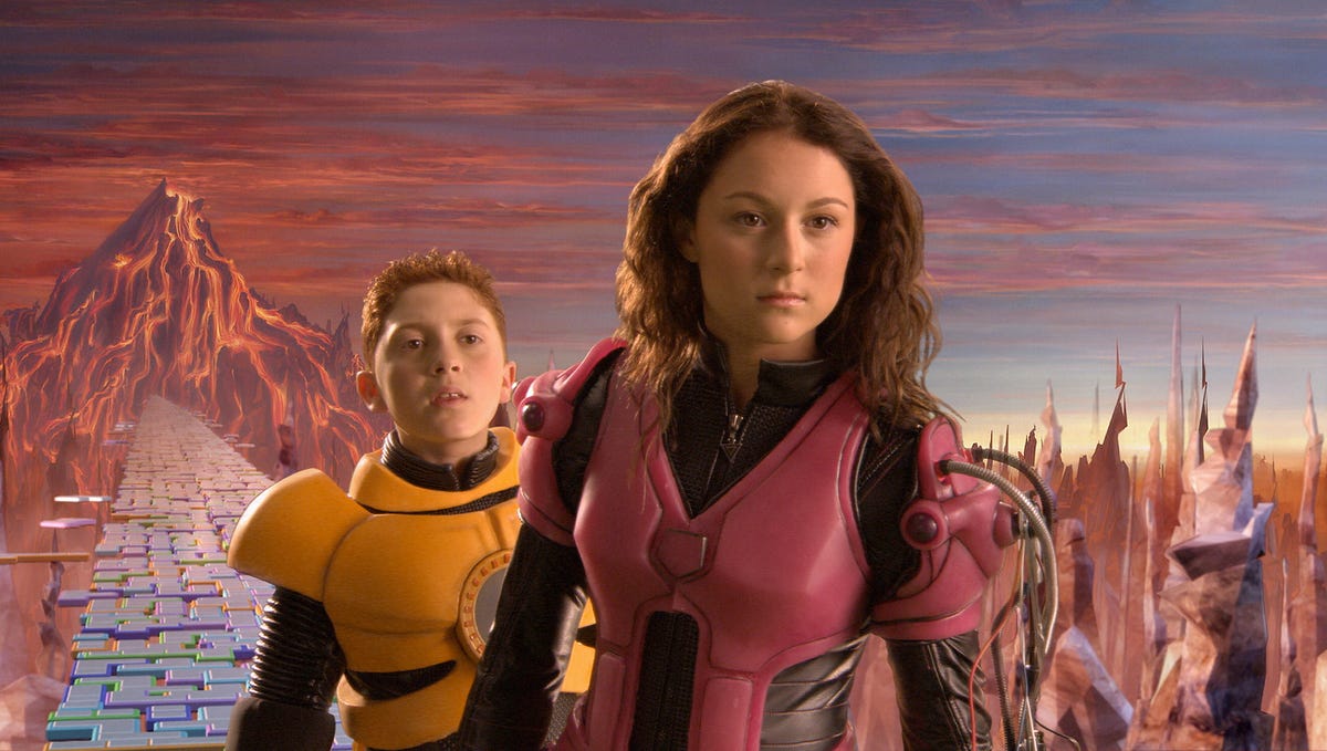 Daryl Sabara and Alexa Vega in a scene from 2003 movie 'Spy Kids 3D: Game Over.'