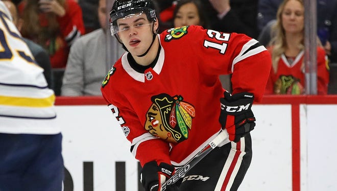 Blackhawks rookie winger Alex DeBrincat, who is from Farmington Hills, ranks second on the team with 23 points and third with 12 goals through 35 games.
