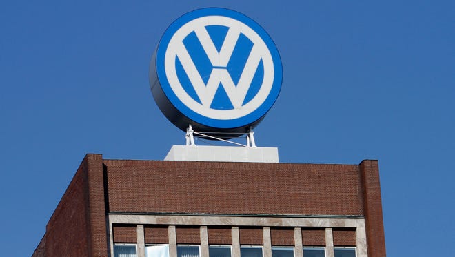VW logo is photographed at the company's headquarters at the Volkswagen plant in Wolfsburg, Germany.