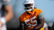 Quay Picou (55) stretches during Tennessee Volunteers