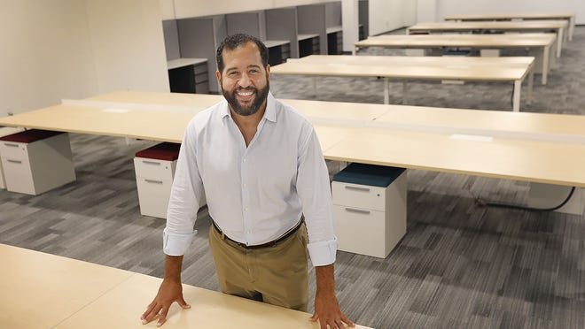Ian Cain, a co-founder of Qubic Labs and a Quincy city councilor, on Tuesday, Aug. 11, 2020.