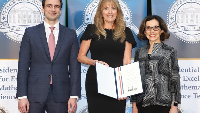Debra Ericksen with Dr. France A. Cordova, Director of the National Science Foundation, and Michael Kratsios, Deputy Assistant to the President, Deputy U.S. Chief Technology Officer at the White House Office of Science and Technology Policy.
