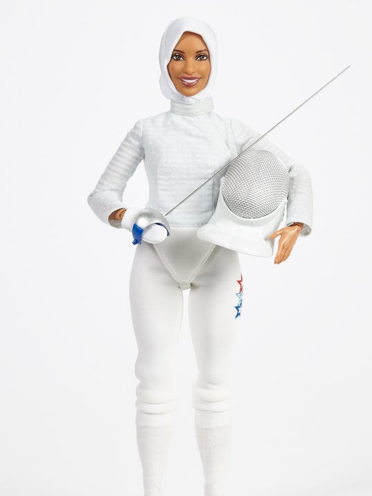 Image result for Barbie makes first hijab-wearing doll in honour of Olympian Ibtihaj Muhammad