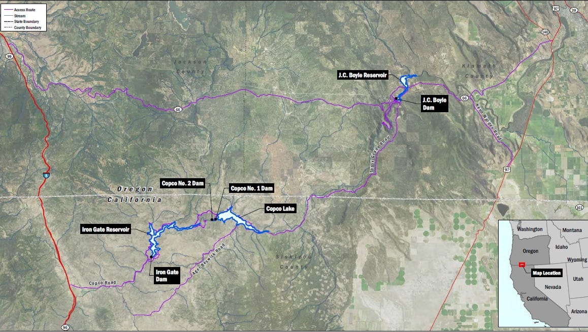 Klamath River Dam Removal Map