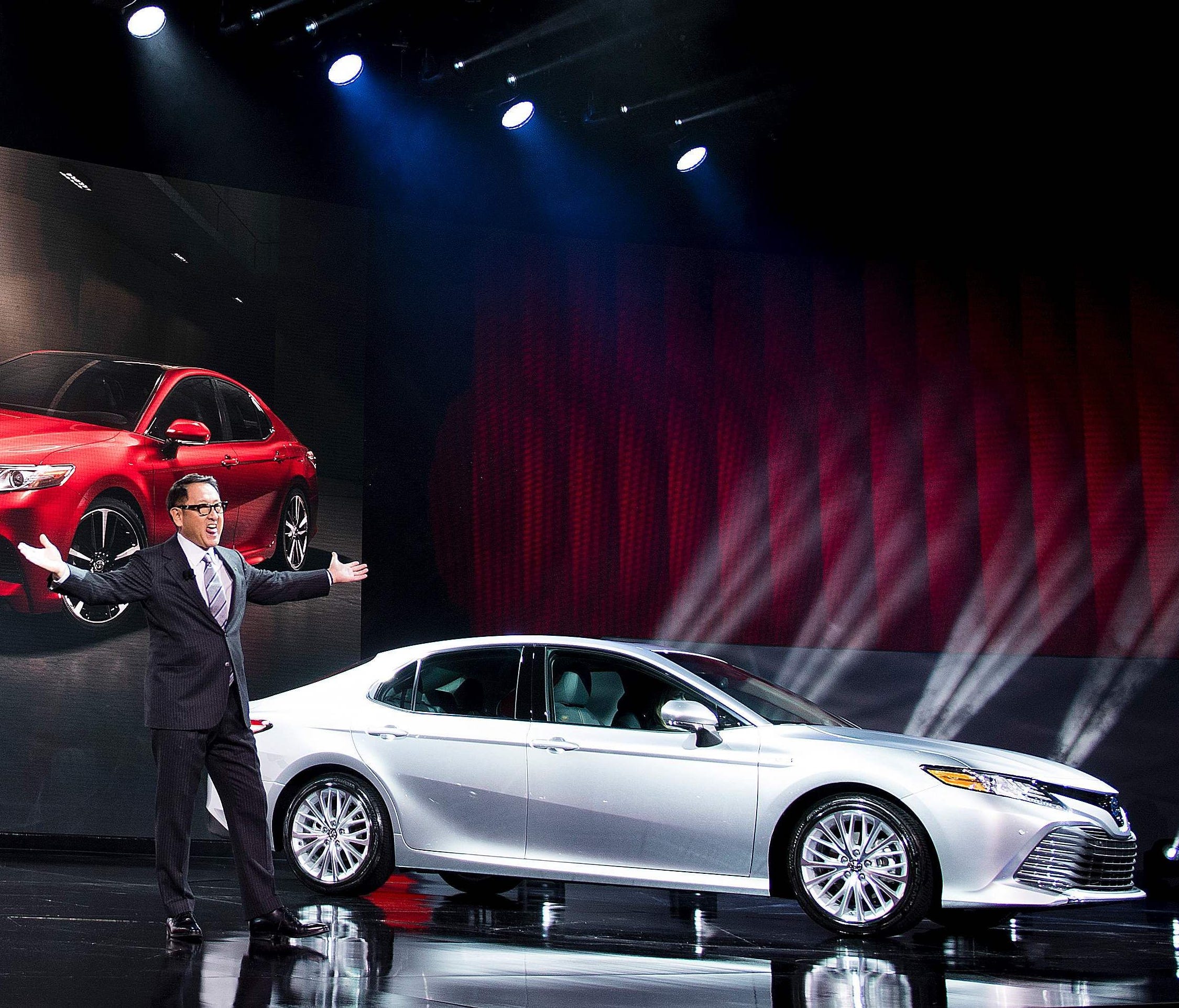 Toyota CEO Akio Toyoda introduces the 2018 Toyota Camry during the 2017 North American International Auto Show in DetroitY