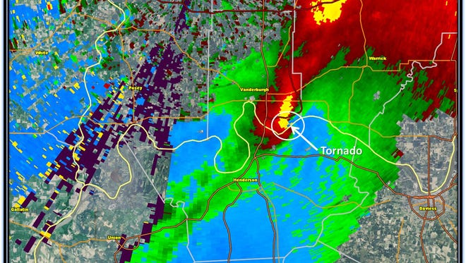 This image from the National Weather Service shows the weather radar from the moment the tornado hit Eastbrook Mobile Home Park in November 2005.