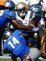 University of Memphis defense brings down Navy running