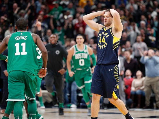 A dejected Indiana Pacers Bojan Bogdanovic (44) following