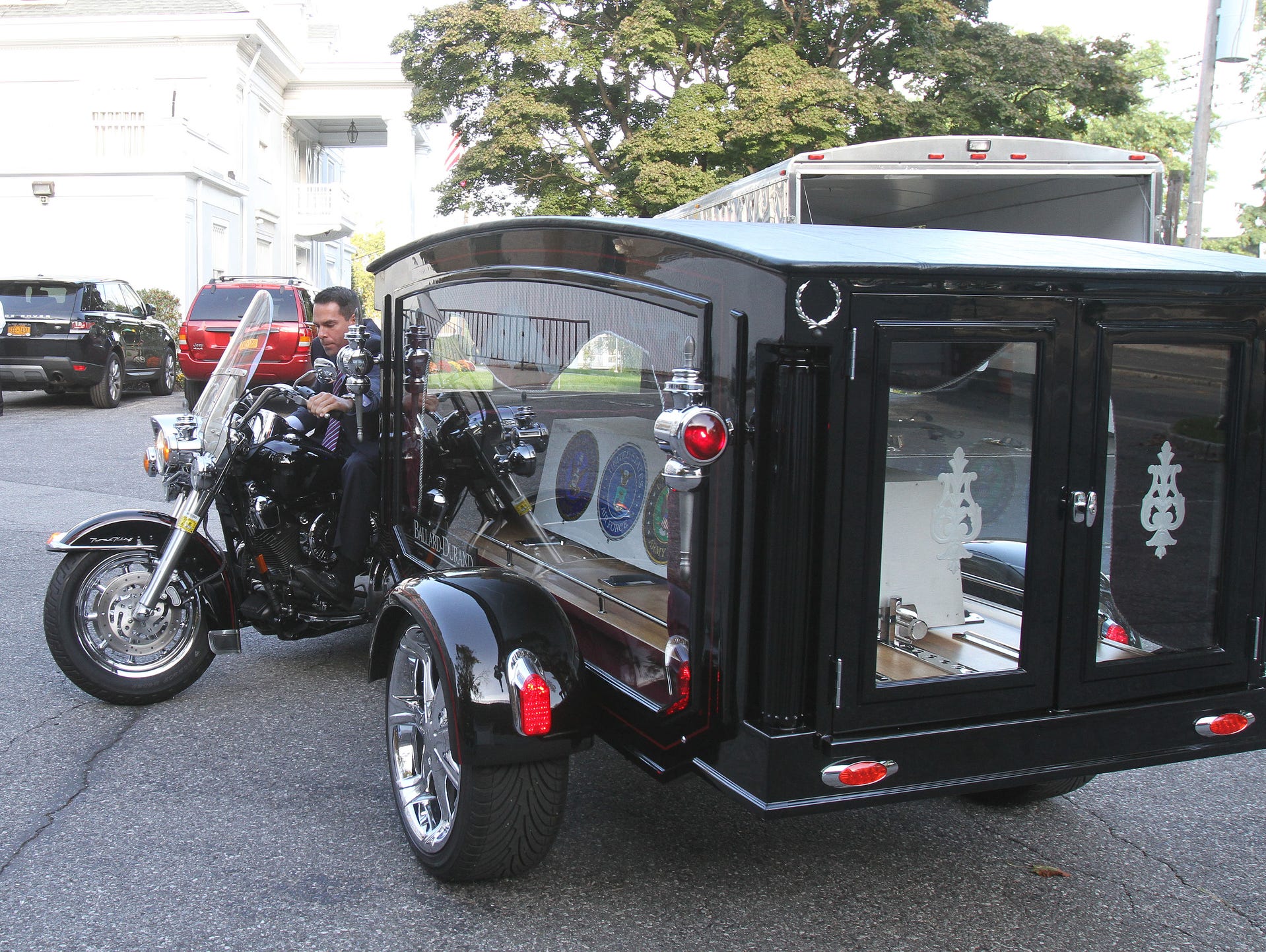 Motorcycle hearse available for that final ride