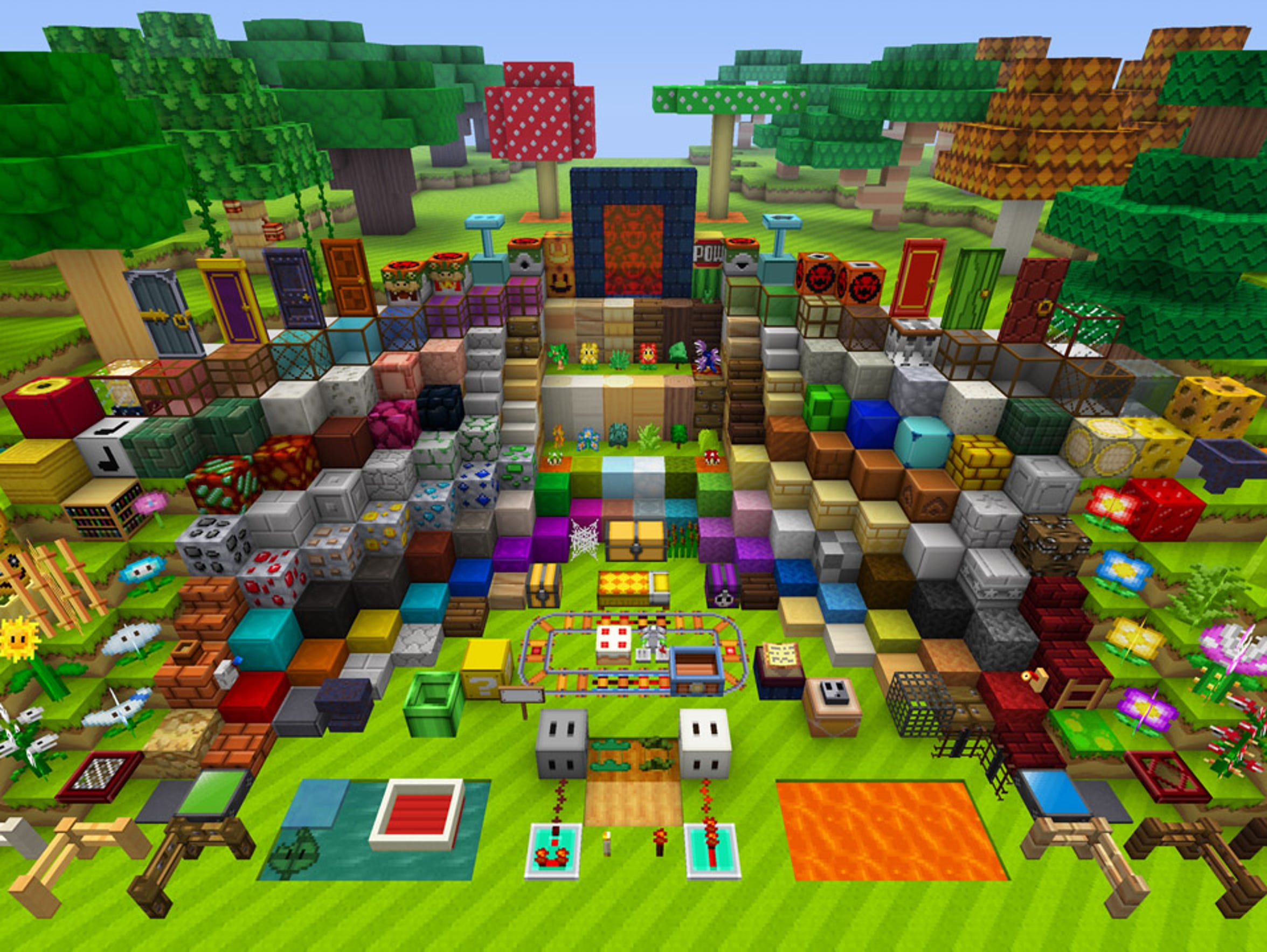 A sampling of the various blocks available in "Minecraft: