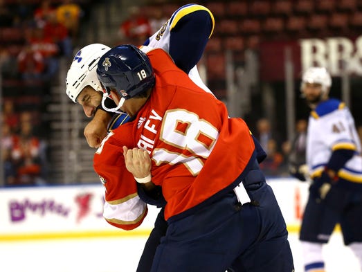 Oct. 12: Blues right wing Chris Thorburn and Panthers
