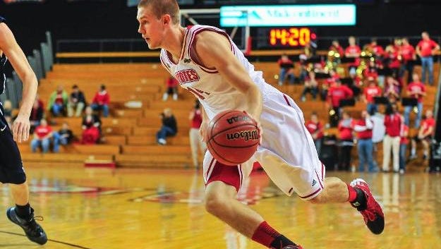 Casey Kasperbauer drives toward the hoop in a recent game at the DakotaDome.